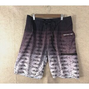 Tormenter Board‎ Shorts Mens Sz 32 Ombre Purple Fish Scales Pockets Stretch
